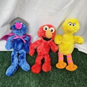 Vtg Applause Muppets Sesame Street Big Bird/Elmo/Super Grover Plush Toys
